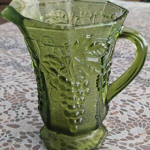 Vintage Anchor Hocking Harvest Grape Green Glass Pitcher